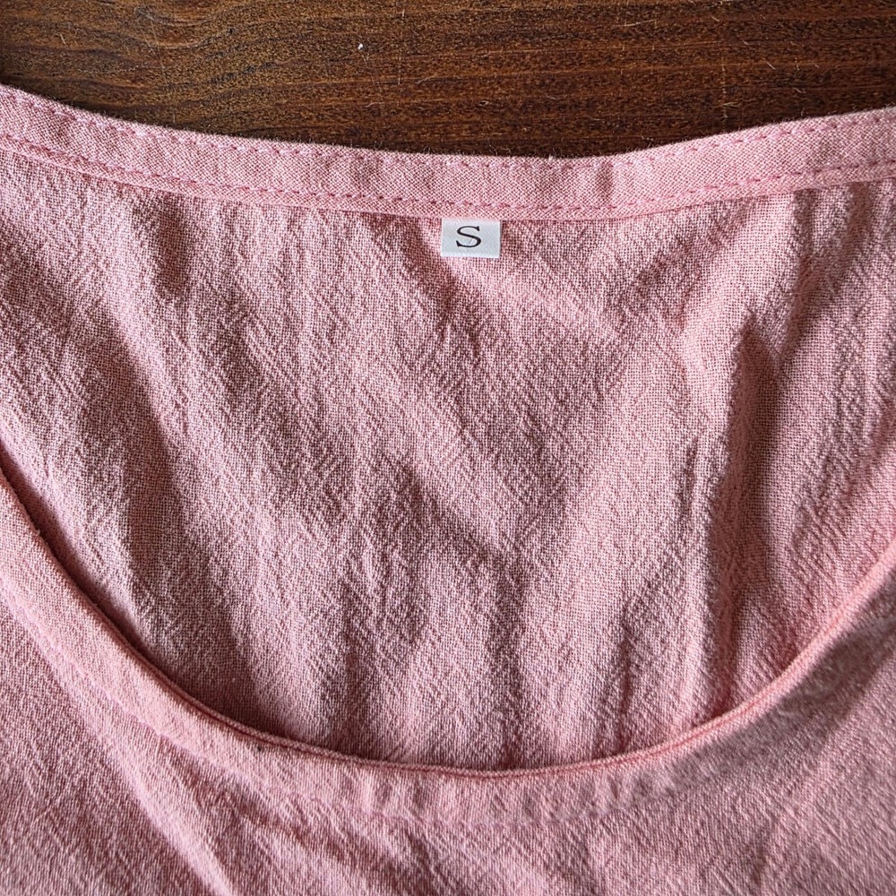 Pink Cotton Sleeveless Midi Dress with Pockets Casual Summer‎ Sundress - Picture 4 of 8